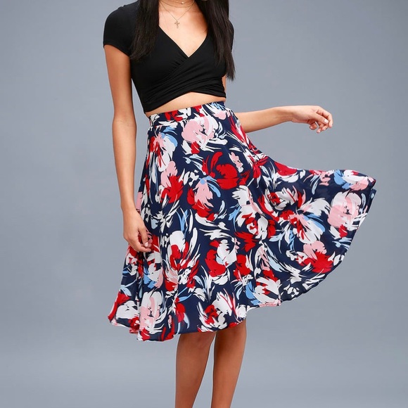 Lulus Dresses & Skirts - Lulu’s Navy Floral Skirt